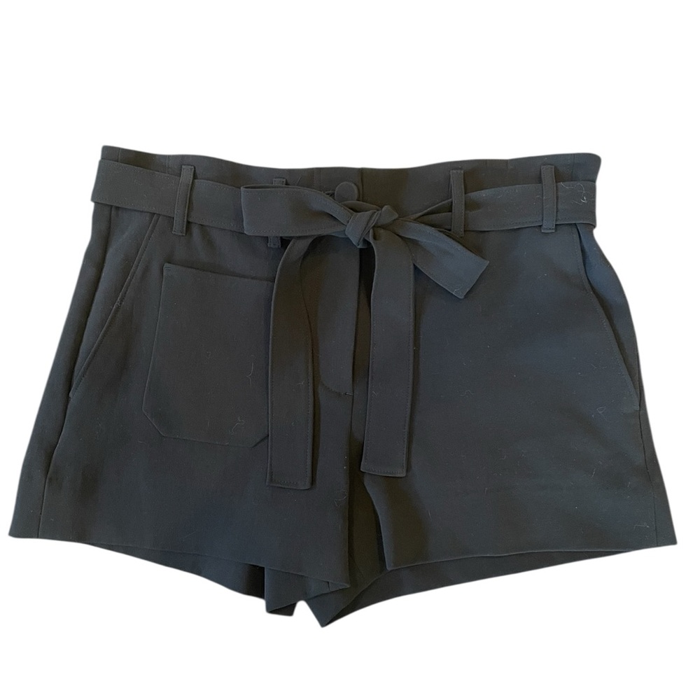 Helmut Lang Black High-Waist Tie Shorts